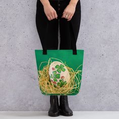 St Patrick's Day Inspired Easter Egg Women's Tote Bag Easter Egg Design, Egg Design, Irish Women, Easter Egg Designs, Trendy Tote Bags, Egg Designs, Luck Of The Irish, Fabric Bag, Womens Tote