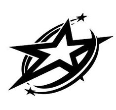 a black and white logo with stars on it