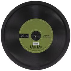 a black record with a green label on it