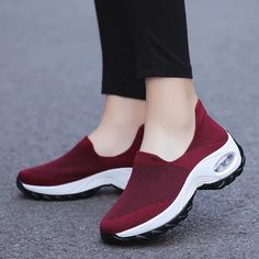 | Women Shoes Breathable Mesh Slip-on Sneakers Footwear Air Cushion Sneakers Outdoor Thick Bottom Platforms Shoes Comfortable Slip-on Running Shoes With Arch Support, Comfortable Slip-on Sneakers With Round Toe For Walking, Comfortable Lightweight Walking Shoes With Removable Insole, Comfortable Walking Shoes With Removable Insole, Lightweight Comfortable Walking Shoes With Removable Insole, Comfortable Slip-on Walking Shoes With Gel Cushioning, Sporty Flat Walking Shoes With Arch Support, Walking Shoes With Arch Support And Round Toe, Comfortable Gel Cushioned Slip-on Walking Shoes