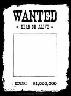 wanted dead or alive reward card