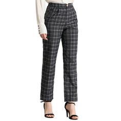 These trousers are essential for dressing up or down. Lightweight fabric, covered in a plaid pattern, shapes these trendy trousers with a high-rise fit. How it is a bit high waist and how it gathers at the waist adding shape to the body. You may love everything about these trousers, from their regular fit to the elastic high-waist, which could double as a hiding mechanism for women with love-handles. Style these trousers with a crop top and heels for the ultimate look. Occasion: Shopping, Social Cheap Plaid High Waist Bottoms, High Waist Stretch Plaid Bottoms, Fitted Plaid High-waisted Pants, Plaid Stretch Trousers, Cheap High-waist Plaid Bottoms, Trendy Trousers, Junior Pants, Trendy Trouser, Plaid Trousers