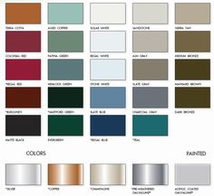 the color chart for different colors of paint