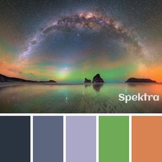 the sky is filled with stars, and there are many colors to choose from in this image