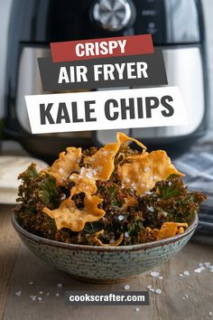 crispy air fryer kale chips in a bowl