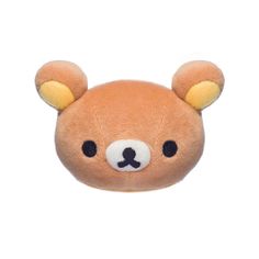 a close up of a stuffed animal head on a white background