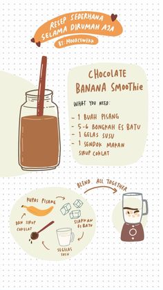 an info sheet with different types of chocolates and coffee drinks on it, including banana smooth