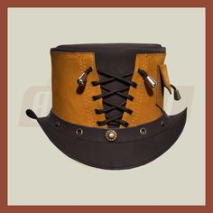 Description: * High-Quality Craftsmanship hand made * Real Leather * 100% pure leather **Those living in remote areas will have to pay $50 extra as shipping charges before the item is shipped. Sizing Heads come in all sizes, and in a lots variety of shapes. Although high quality hats are adaptable, and will usually conform to differences in shape with a little wearing, it is essential that the size be correct for the head. To determine your hat size, measure the circumference around your head, k Corset Steampunk, Leather Top Hat, Brown Leather Top, Style Steampunk, Steampunk Corset, Biker Vest, Vest Style, Top Hats, Leather Corset