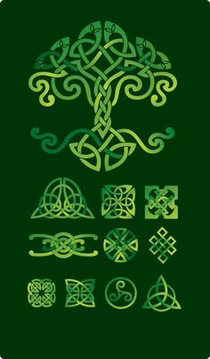 an image of celtic symbols on a green background