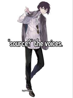 an anime character with the words source, the voice