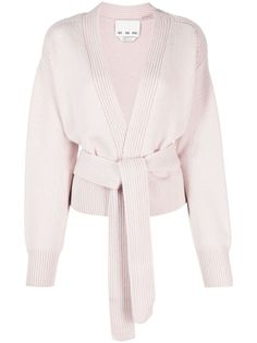 SA SU PHI Belted ribbed-knit Cardigan - Farfetch Pear Body, Pear Body Shape, Belted Sweater, Knit Edge, Cardigan Pink, Rib Knit Cardigan, Airport Fashion, Winter Fits, Maxi Knit Dress