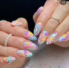 Birthday Nail Designs, Retro Nails, Colorful Nail, Happy Nails, Crazy Nails, Kawaii Nails, Birthday Nails, Nails Inspo