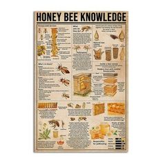 a poster with bees and honey on it's side, which says honey bee knowledge