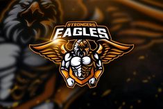 an eagle logo with the words, strong and fierce on it's chest is shown