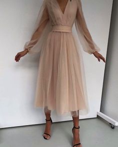 Pink Prom Dresses, Tulle Prom Dress, Mode Inspo, Long Puff Sleeves, Long Prom Dress, Classy Dress, Mesh Dress, Outfits Casuales, Fancy Dresses