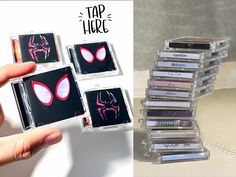 there are several cassettes that have been placed in the shape of an alien face