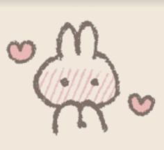 a drawing of a rabbit with two hearts