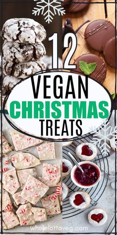 vegan christmas treats with text overlay