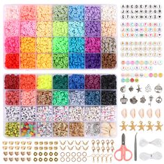 PRICES MAY VARY. Contains 10500 clay beads in 42 colors and letter charms in multiple styles for bracelet making Includes special trendy colors like golden, silver, white, translucent and more Crafted with lightweight, non-toxic polymer clay material, diameter of 6mm Use to create necklaces, bracelets, earrings for yourself or as gifts Improves hands-on skills for kids and create family bonding QUEFE clay beads bracelet making kit covers all your jewelry and handicraft needs, with rich colors an Friendship Bracelet Kit, Craft Necklace, Beads Kit, Letter Bead Bracelets, Bracelet Kit, Polymer Beads, Tanah Liat, Alphabet Beads, Acrylic Letters