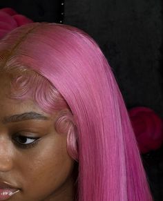 Hot Pink Wig Black Women, Buss Down Wig, Hair Techniques, Pretty Hair Color