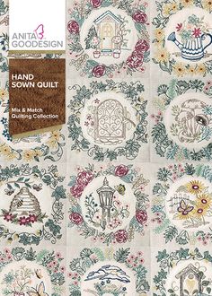 the front cover of an antique cross stitch pattern book, featuring hand - embroidered designs