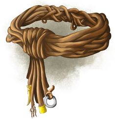 an illustration of a knot tied to a rope with a metal ring on the end