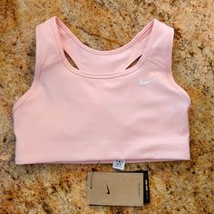 New With Tags! Soft, Light Pink Sports Bra. Medium Support. Nike Sports Bra. Size Extra Small (Xs). Nike Sports Bra Women, Preppy Logo, Nike Bra, Track Star, Running Sports Bra, High Neck Sports Bra, Nike Max, Running Bra, Pink Workout