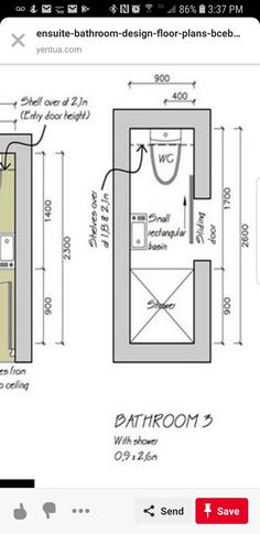 the bathroom design and floor plan is shown in an iphone appliance screen shot