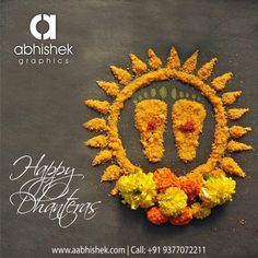 a happy diwali with flowers on it and the words happy dhanteras written in