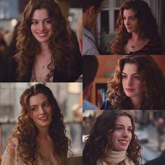 Famous Curly Haired Women, 90s Natural Curly Hair, Anne Hathaway Love And Other Hair, Natural Dark Copper Hair, Anne Hathaway Hair Curly, Curly Haired Celebrities, Wavy Hair Celebrities, Julia Robert’s Curly Hair, Medium Length Haircut Wavy Hair Layers