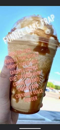 a person holding up a cup with some ice cream in it and the words, funnel lake trap