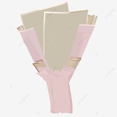 three pieces of pink paper stacked on top of each other, with one piece torn off