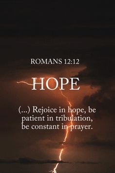 a lightning bolt with the words, romans 12 22 hope