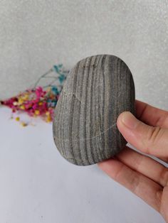 a person holding a rock in their hand