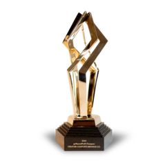 an award trophy is shown on a white background