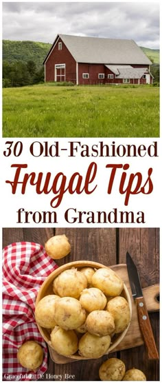 an old - fashioned frugal tips from grandma is featured in this postcard