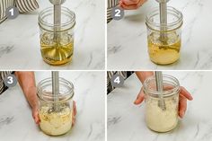 four pictures showing how to make homemade lemonade