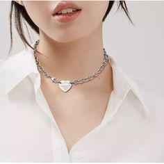 Has Never Left The Box! The Bling Ring, Choker Designs, Return To Tiffany, Sterling Silver Choker, Tiffany Necklace, Silver Sunglasses, Lock Necklace, Heart Tag, Platinum Jewelry