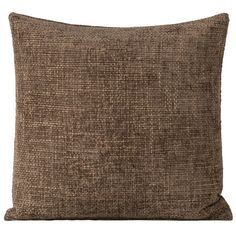 a brown pillow on a white background