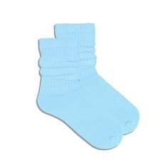 Sky Blue Slouch Socks (Adult Medium) Blue Socks For Spring, Comfortable Soft Blue Socks, Soft Comfortable Blue Socks, Comfortable Stretch Blue Socks, Soft Blue Comfortable Socks, Casual Blue Mid-calf Socks, Soft Blue Casual Socks, Casual Soft Blue Socks, Scrunch Socks