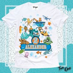 a t - shirt with an image of the number two and sea animals on it