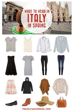 what to wear in italy in spring and summer, including sweaters, shirts, pants, jackets