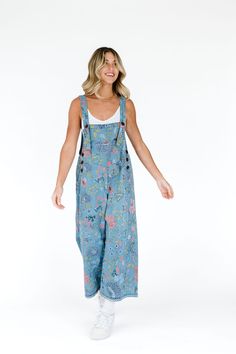 Embroidered floral denim overalls – FEHRNVI Ben Platt Concert Outfit, Indy Outfits, Overall Outfits Women, Hippie Spring Outfits, Summer Outfits Hot Weather, Patterned Overalls, Flower Overalls, Overalls Outfit Summer, Colorful Fits