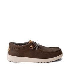 Mens HEYDUDE Wally Grip Casual Shoe - Dark Brown | Journeys Casual Shoe, Soft Textiles, Shopping Spree, Shoe Size Chart, Brown Fashion, Dark Brown, Casual Shoes, Shoes Mens, Leather Upper