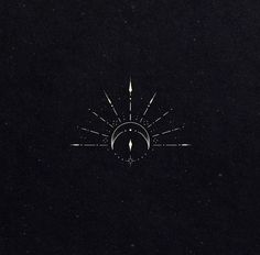 a black background with an arrow and sunburst