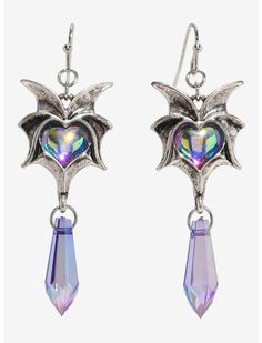 Cosmic Aura Dragon Wing Heart Drop Earrings | Hot Topic Cosmic Aura, Dragon Wing, Bat Earrings, Dragon Earrings, Dragon Necklace, Detailed Jewelry, Dragon Wings, Heart Drop Earrings, Wing Earrings