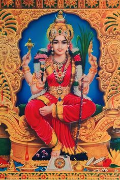 Tripura Sundari (Sanskrit: त्रिपुरा सुन्दरी, IAST: Tripura Sundarī), also known as Rajarajeshwari, Shodashi, Kamakshi, and Lalita is a Hindu goddess, worshipped as a principal aspect of supreme goddess Mahadevi mainly venerated in Shaktism, the goddess-oriented sect of Hinduism. She is also one of the ten Mahavidyas.[2] She is praised in many Shakta texts, with Lalita Sahasranama, Soundarya Lahari being the most popular one.[3] She is known as Adi Parashakti in Lalitopakhyana of Brahmanda Purana Das Mahavidya, Durgamma Photos, Tripura Sundari, Shiva Parvati