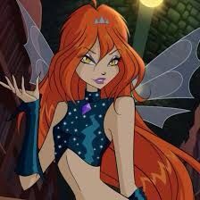 a cartoon character with red hair and wings