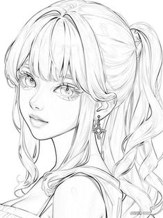 a drawing of a girl with long hair