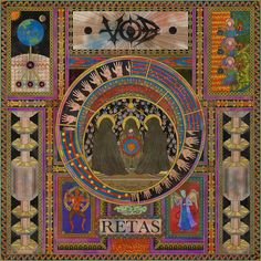 an image of a painting with different colors and designs on it, including angels in the center